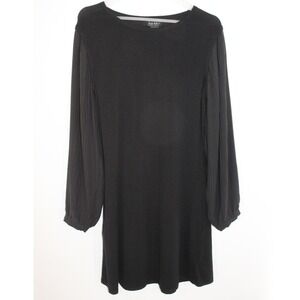 Nicole Miller Mini Dress Pleated Chiffon Sleeve Size L Black
